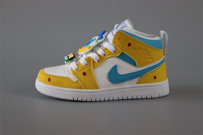 Youth Running Weapon Air Jordan 1 Yellow/White Shoes 0164